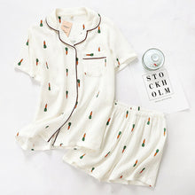 Load image into Gallery viewer, Cotton Crepe Patterned Short-Sleeved Pyjama Set