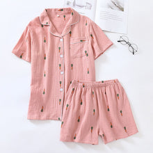 Load image into Gallery viewer, Cotton Crepe Patterned Short-Sleeved Pyjama Set