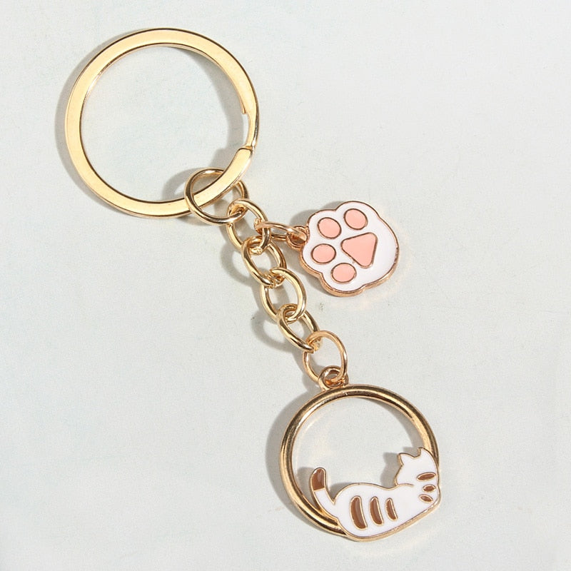 Cute Kitty Cat Enamel Keychain