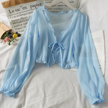 Load image into Gallery viewer, Long Sleeve Thin Lace Bow Blouse
