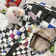 Load image into Gallery viewer, Checkered Backpack with Rabbit Accessory
