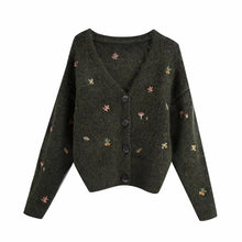 Load image into Gallery viewer, Cosy Long Sleeve Cardigan with Embroidery
