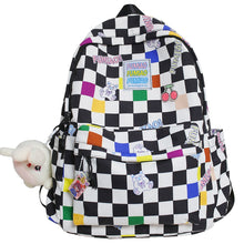 Load image into Gallery viewer, Checkered Backpack with Rabbit Accessory
