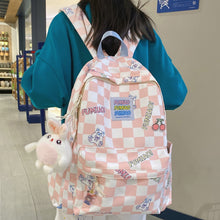 Load image into Gallery viewer, Checkered Backpack with Rabbit Accessory
