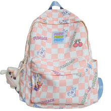 Load image into Gallery viewer, Checkered Backpack with Rabbit Accessory
