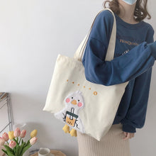 Load image into Gallery viewer, Cute Duck Embroidered Canvas Bag
