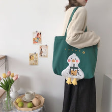 Load image into Gallery viewer, Cute Duck Embroidered Canvas Bag
