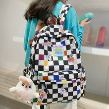 Load image into Gallery viewer, Checkered Backpack with Rabbit Accessory
