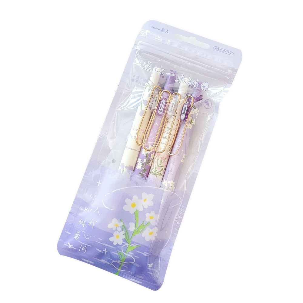 4 Piece Daisy Gel Pen Set