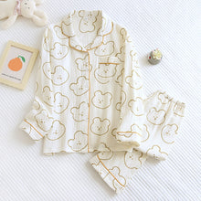 Load image into Gallery viewer, Cute Crepe Bear Long Sleeve Pyjama Set
