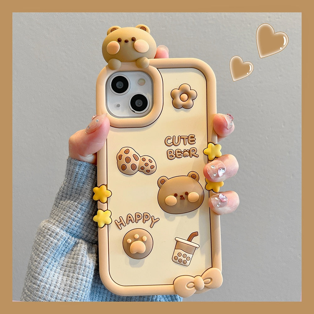 3D iPhone Soft Back Bear Case