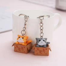 Load image into Gallery viewer, Cute Cat in a Box Keychain
