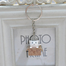 Load image into Gallery viewer, Cute Cat in a Box Keychain
